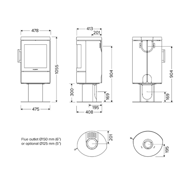HWAM 3110M brændeovn på piedestal - Billede 4