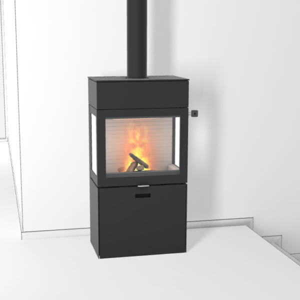 RAIS 600³ Max brændeovn med glas i 3 sider